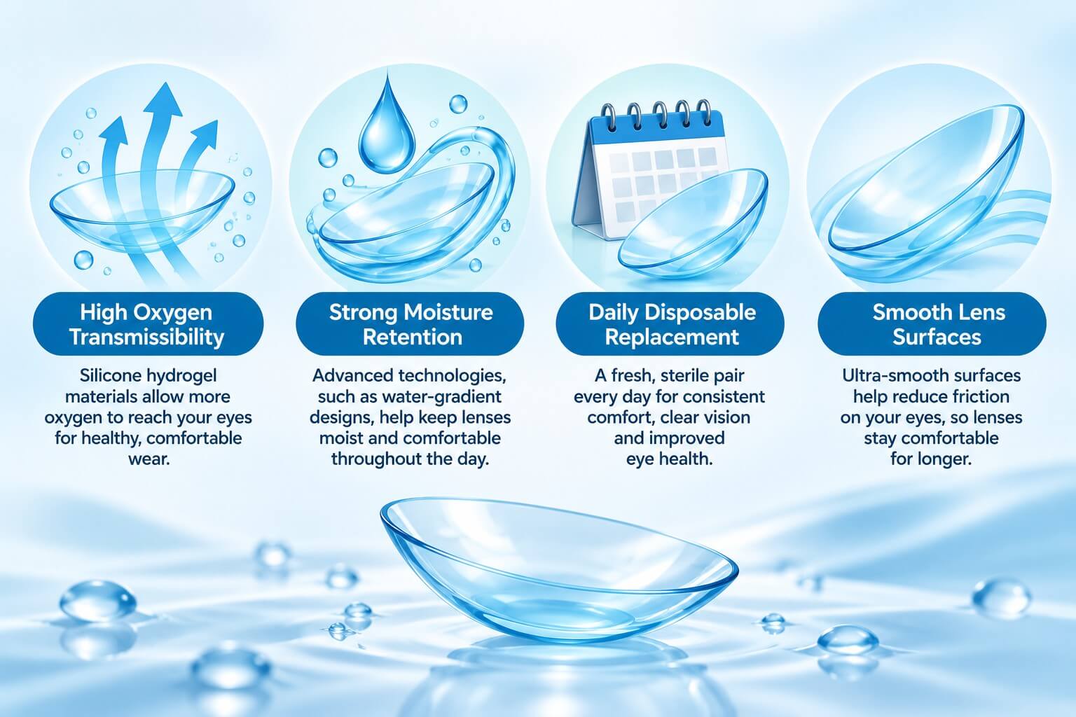 What to look for in contact lenses for long wear days